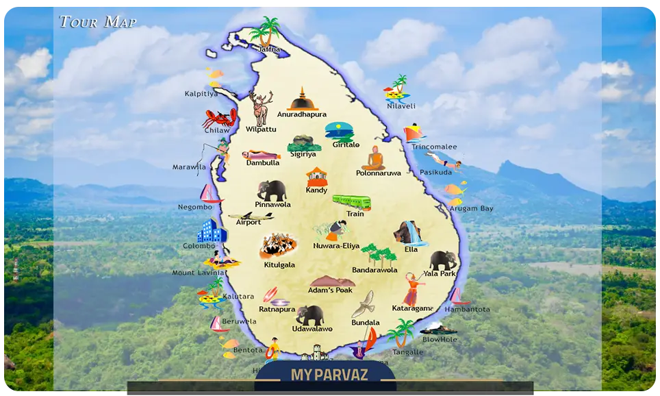 نقشه توریستی سریلانکا: جاذبههایی که نباید از دست بدهید